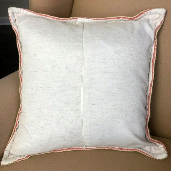 Chenille Down Filled Accent Pillow 18”sq Jute Trim - Picture 4 of 6